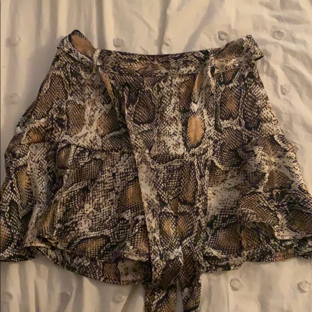 Snake print wrap skirt